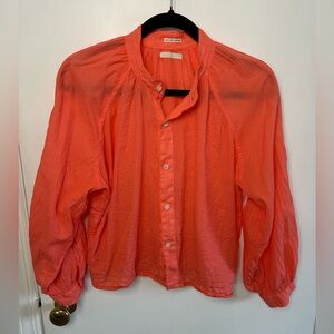MOTHER DONT LOSE YOUR SHIRT THE SUNBURST BLOUSE IN HOT CORAL SIZE XS